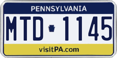 PA license plate MTD1145