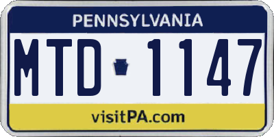 PA license plate MTD1147