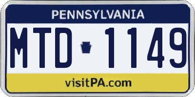 PA license plate MTD1149