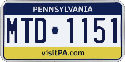 PA license plate MTD1151