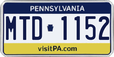 PA license plate MTD1152