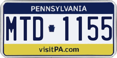 PA license plate MTD1155