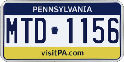 PA license plate MTD1156