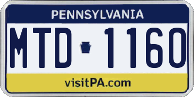PA license plate MTD1160