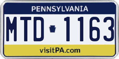 PA license plate MTD1163