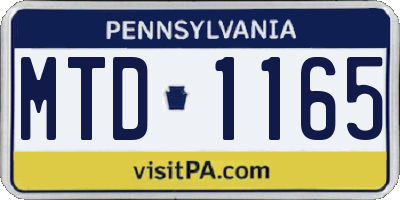 PA license plate MTD1165