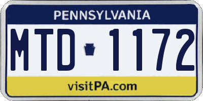 PA license plate MTD1172