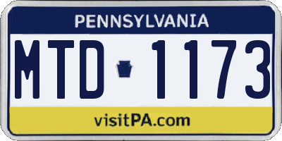 PA license plate MTD1173
