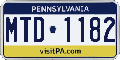 PA license plate MTD1182