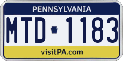 PA license plate MTD1183