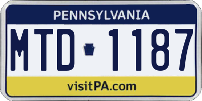 PA license plate MTD1187