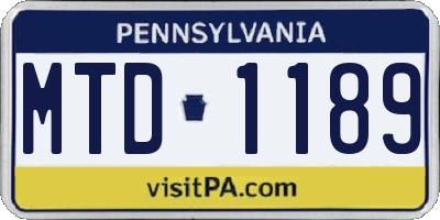 PA license plate MTD1189