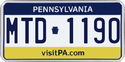 PA license plate MTD1190