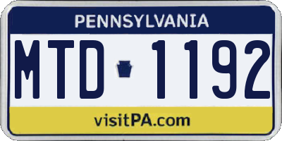 PA license plate MTD1192