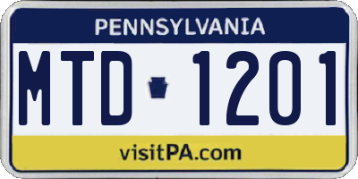 PA license plate MTD1201