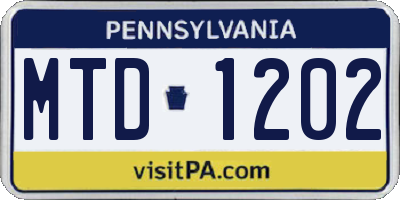 PA license plate MTD1202