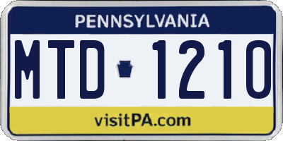 PA license plate MTD1210