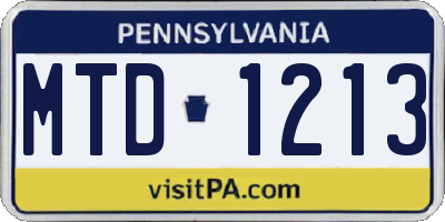 PA license plate MTD1213