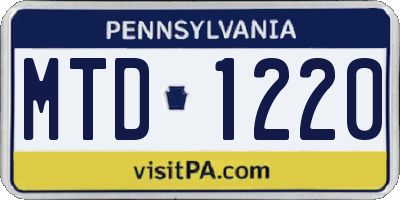 PA license plate MTD1220