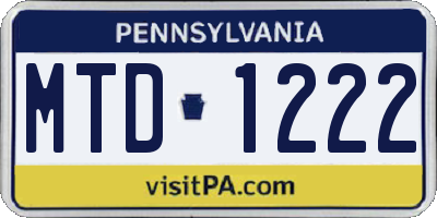 PA license plate MTD1222