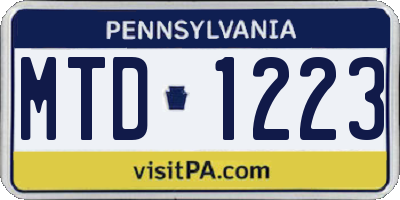 PA license plate MTD1223