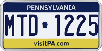 PA license plate MTD1225