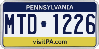 PA license plate MTD1226