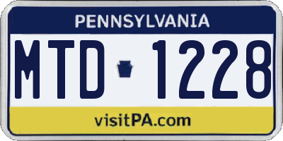 PA license plate MTD1228