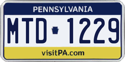 PA license plate MTD1229