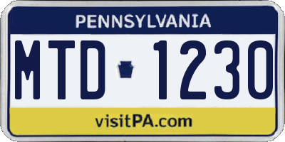 PA license plate MTD1230