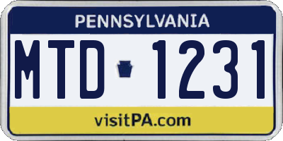 PA license plate MTD1231