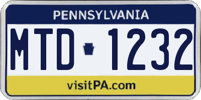 PA license plate MTD1232