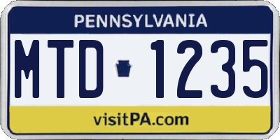 PA license plate MTD1235