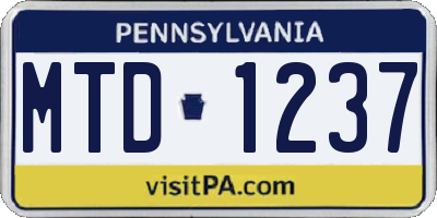 PA license plate MTD1237