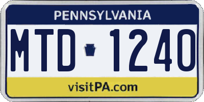 PA license plate MTD1240