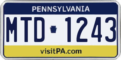PA license plate MTD1243
