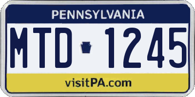 PA license plate MTD1245