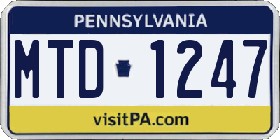 PA license plate MTD1247