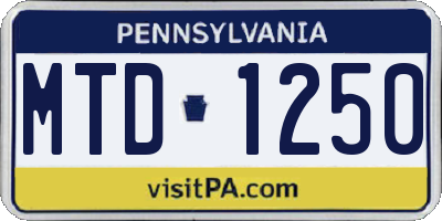 PA license plate MTD1250