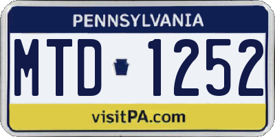 PA license plate MTD1252