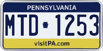 PA license plate MTD1253