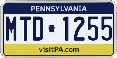 PA license plate MTD1255