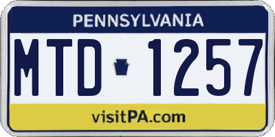 PA license plate MTD1257