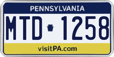 PA license plate MTD1258