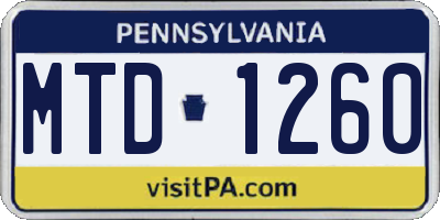 PA license plate MTD1260