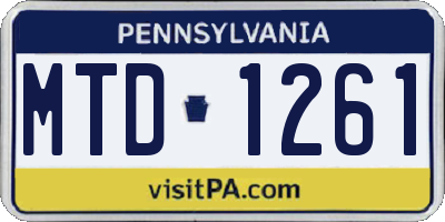 PA license plate MTD1261
