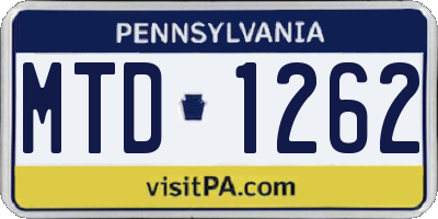 PA license plate MTD1262