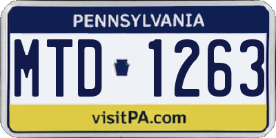 PA license plate MTD1263