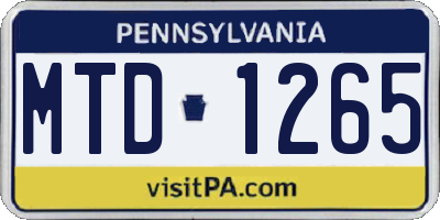 PA license plate MTD1265