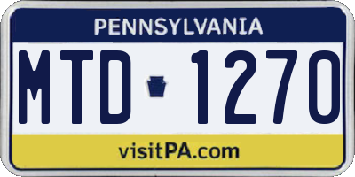 PA license plate MTD1270
